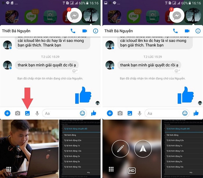 gửi ảnh HD qua Messenger
