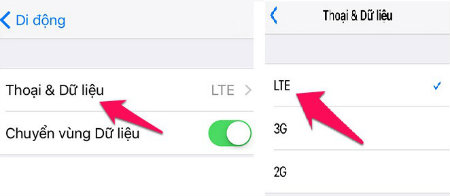 cài đặt 4g trên iPhone