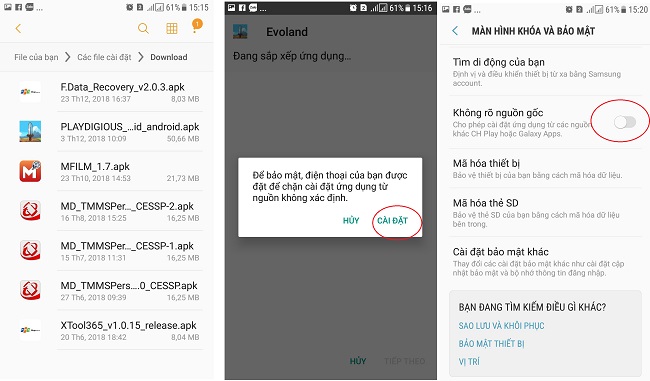 cai dat file APK cho Android nhu the nao