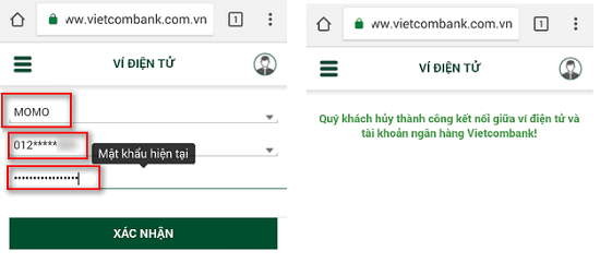 huy lien ket momo với vietcombank