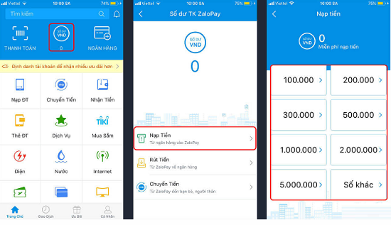 nap tien zalo pay