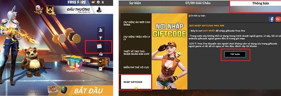 nhap giftcode Free Fire