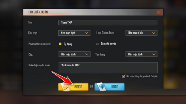 Cách tạo quân đoàn Free Fire bằng vàng