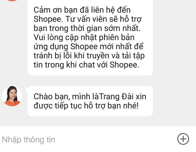 Cách chat với Shopee