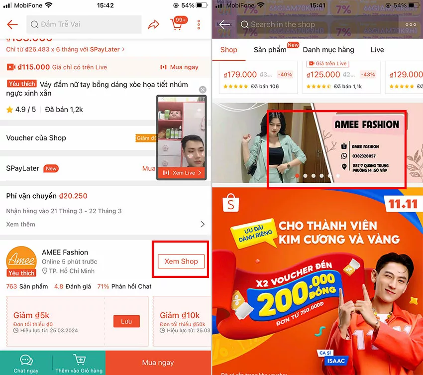 tim dia chi shop tren shopee