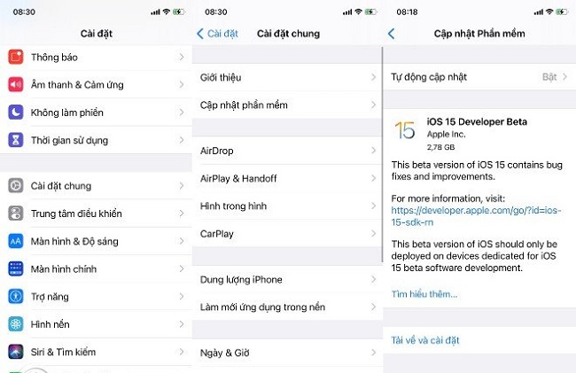 cài iOS 15 beta