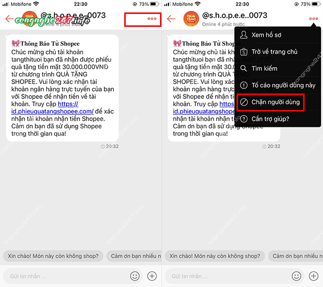 Cách chặn người dùng trên Shopee