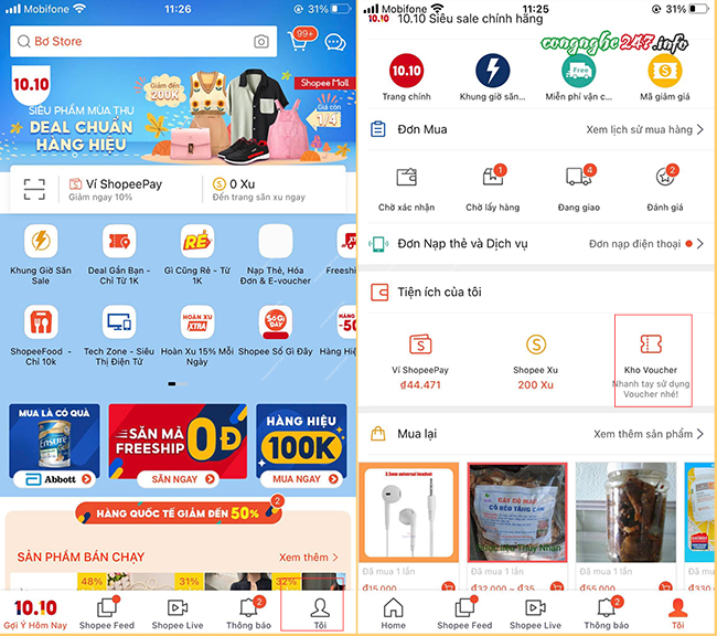 Cách xóa voucher đã lưu trên Shopee