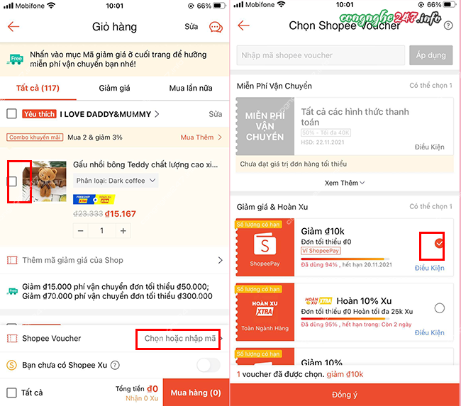 Cách nhập mã voucher của Shop trên Shopee