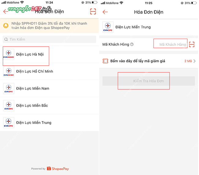 Mã giảm giá thanh toán tiền điện Shopee