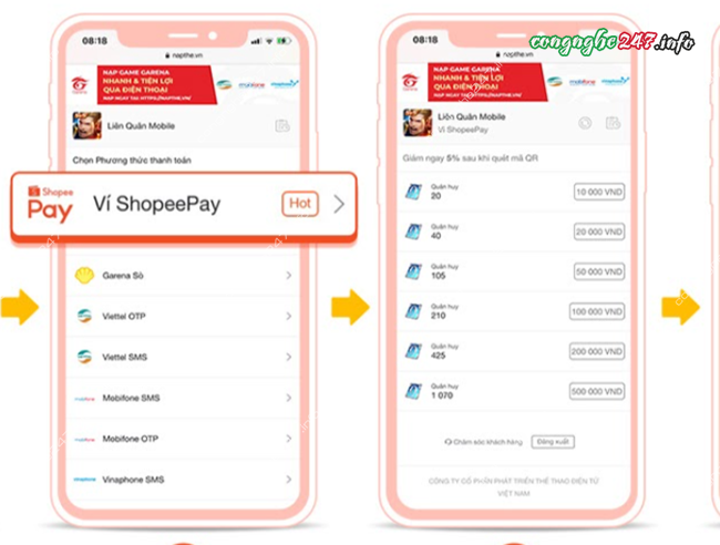 Cách mua thẻ Garena trên Shopee