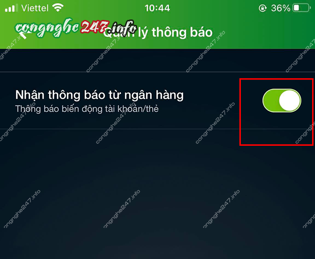 Hủy SMS Banking Vietcombank trên app 