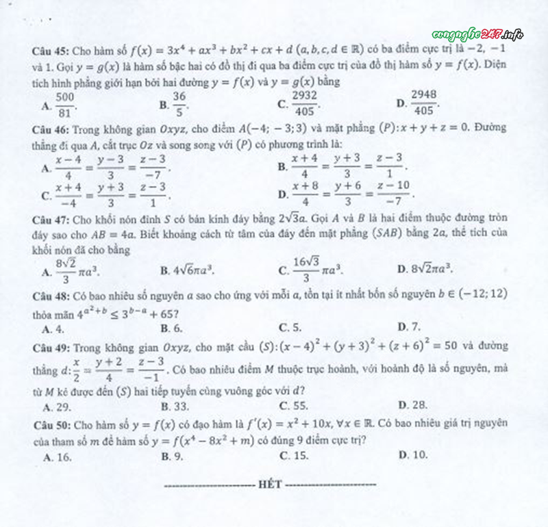 File đề minh họa thi tốt nghiệp THPT 2022