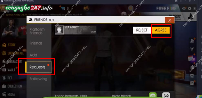 Cách đồng ý kết bạn trong Free Fire
