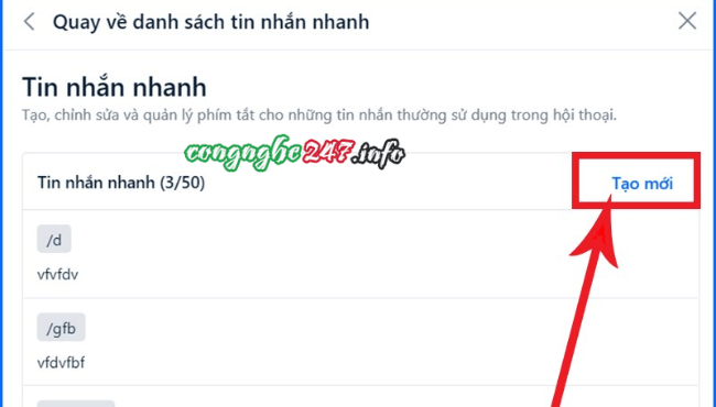 tao tin nhan nhanh tren zalo pc