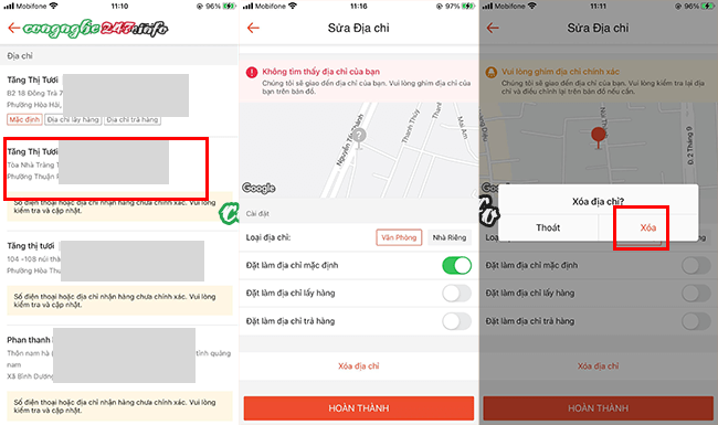 cach xoa dia chi mac dinh tren shopee