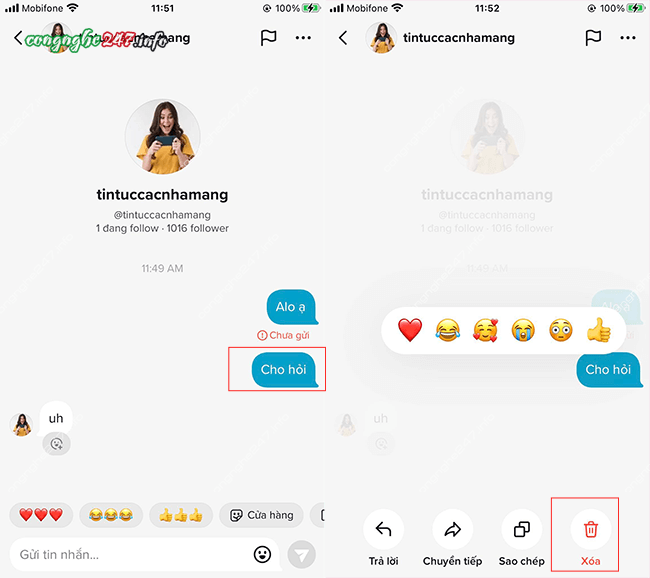 xoa tin nhan tiktok nguoi kia co biet khong