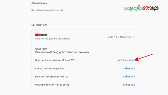 cach huy goi youtube premium