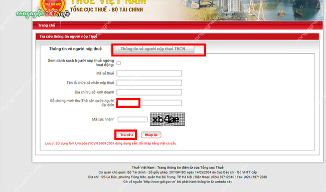 tra cuu ma so thue ca nhan online