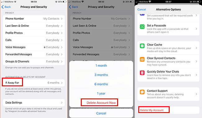 cach xoa tai khoan telegram