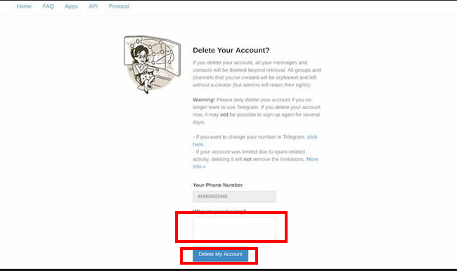 cach xoa tai khoan telegram