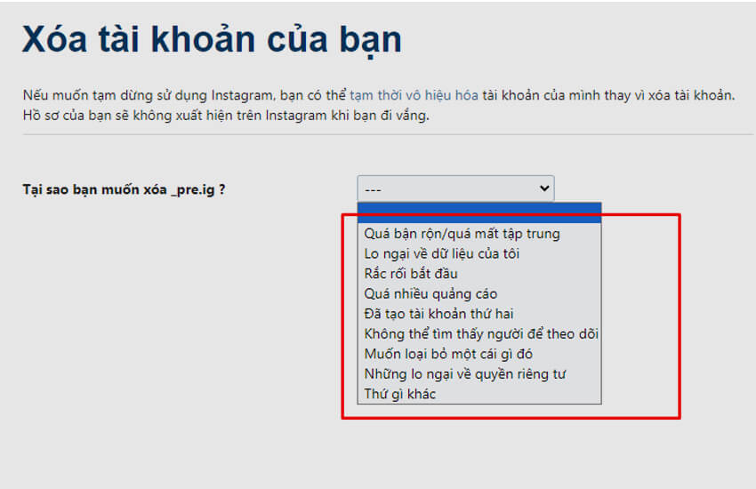 huong dan cach xoa tai khoan instagram