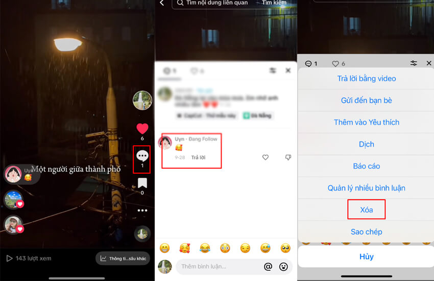 xoa binh luan tren tiktok