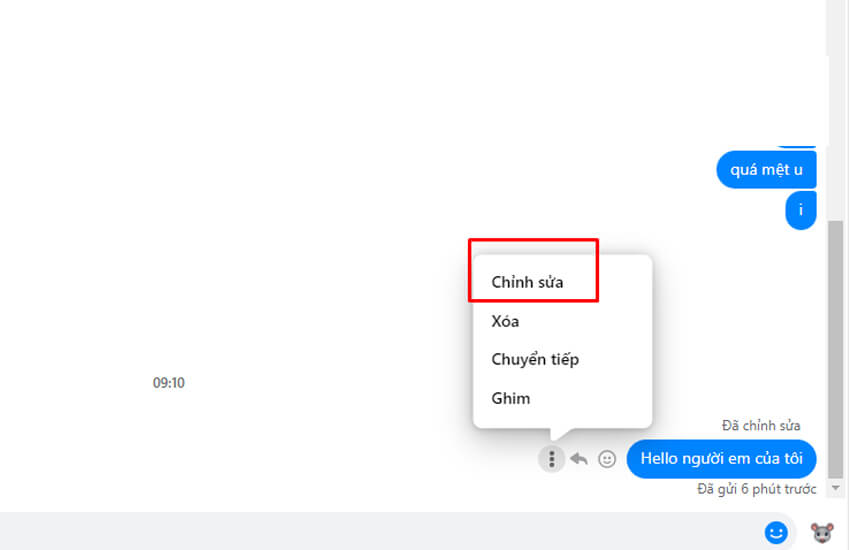 chinh sua tin nhan da gui tren messenger